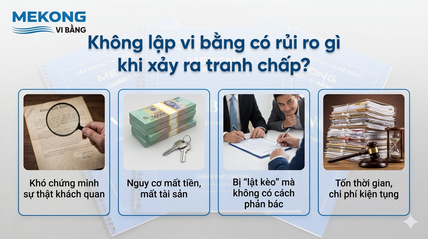 Không lập vi bằng có rủi ro gì khi xảy ra tranh chấp?